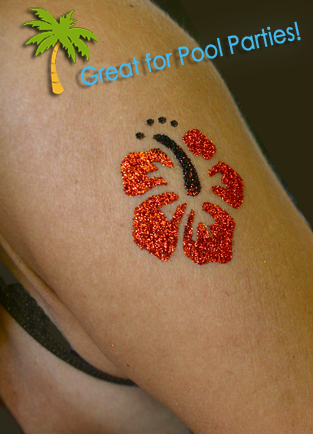 haiwaii flower glitter tattoo